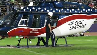 Air Evac Helicopter Lands To Open Up Washington amp Keokuks High School Football Game HeroesNight [upl. by Laurena]