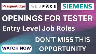 Openings for Entry level software testers  Hiring Junior test engineers Apply now [upl. by Tanney106]