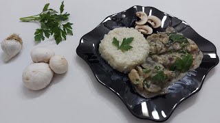 Pui cu ciuperci si smantana  Orez Risotto [upl. by Prestige916]