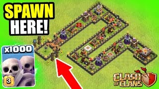 Clash Of Clans  1000 SKELETONS vs quotTHE SNAKEquot TROLL BASE  INSANE MASS GAME PLAY [upl. by Nahtnaoj]