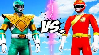 GAO RED Gaoranger vs GREEN RANGER Mighty Morphin Power Rangers [upl. by Ardnac641]