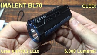 IMALENT BL70 Flashlight Kit Review 6000 Lumens Cree XHP702 LED Red LED OLED Display [upl. by Feinstein574]