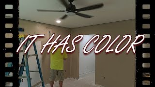 INSTALLING CEILING FAN PAINTING COLOR DIY DREAM HOME BUILD COUPLE BUILDING HOME OZARK HOME BUILD [upl. by Wickman412]