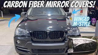 E70 BMW X5 Winged MStyle Forged Carbon Mirror Cover InstallReview [upl. by Gabrielson]