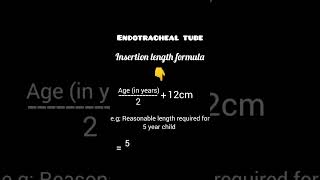 ETT length of insertion formula Endotracheal tube [upl. by Anatol]