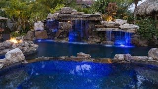 Lucas Lagoons  Siesta Key Rock Waterfall Pool with Grotto Spa and Stream [upl. by Jaala]