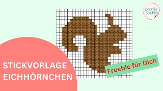 Stickvorlage EichhörnchenKreuzstichfreebie auch für Stickanfänger [upl. by Wing938]