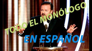 Ricky Gervais todo el monólogo  Golden Globes 2020 Subtitulado Español [upl. by Edlyn]