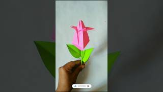 How to make origami tulip flower🌷 papertulip [upl. by Tnilc]