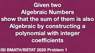 ISI BMATH BSTAT 2020 Solution Problem 1 Subjective [upl. by Eiramit]