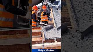 Construction workers pouring concrete  The workers do their job perfectly  machine shorts [upl. by Claudius]