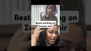 Beata Ssali working on Zuenas hair [upl. by Ayojal]