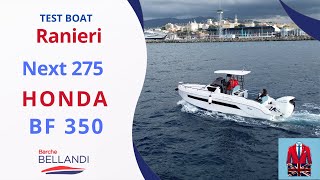 Test Drive of the New Honda 350 on the Ranieri 275 Next at the Genoa Boat Show Power and Innovation [upl. by Flavia]