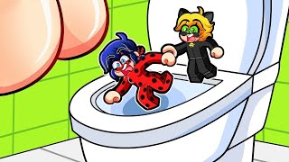 LADYBUG Y CATNOIR NOS CAEMOS EN UN INODORO GIGANTE en ROBLOX 😱🚽 [upl. by Livy]