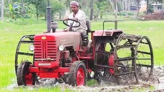 RACE Mahindra Tractor With quotCage Wheelsquot Red Palleturi Village [upl. by Jalbert]