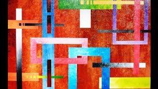 Geometric Abstract Art lesson preview how to paint large texture artworks [upl. by Loy]