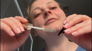 ASMR Tweezing Your Eyebrows Actual Camera Touching [upl. by Ahsieat642]