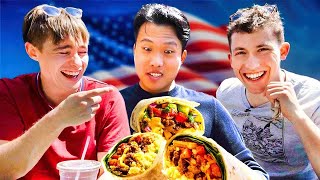 Two Brits try Breakfast Burritos for the first time ft Joon Lee [upl. by Bevin]