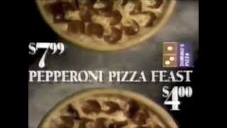 Dominos Pepperoni Pizza Feast commercial  1990 [upl. by Enyallij49]