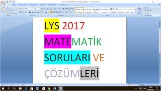 LYS 2017 matematik soru çözümleriFULL tek video [upl. by Juieta]