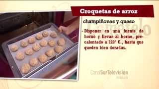 Receta croquetas de arroz champiñones y queso [upl. by Prochoras]