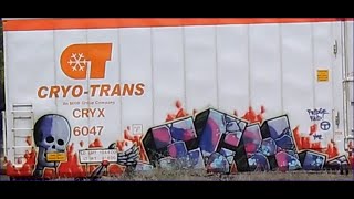 FREIGHT TRAIN GRAFFITI VIDEO 870 with colorful Ichabod [upl. by Kulseth]