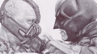 The Dark Knight Rises  Bane VS Batman Pen Drawing [upl. by Olegnaleahcim]