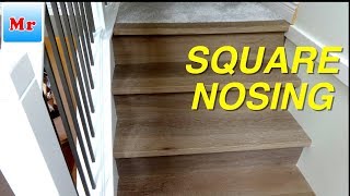 Hardwood Stairs Remodel with Square Stair Nosing DIY MrYoucandoityourself [upl. by Ede]