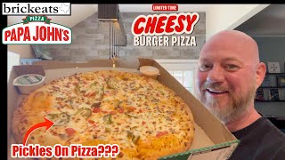 Papa Johns NEW Cheesy Burger Pizza REVIEW Sounds Bad But Its Actually Good brickeats [upl. by Dacie244]