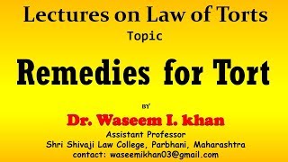 Remedies for Tort  Remedies in tort [upl. by Ruttger]