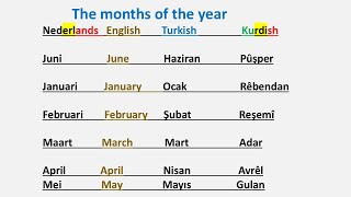 The months of the year De maanden van het jaar  Nederlands  English Kurdish  Turkish [upl. by Gargan721]