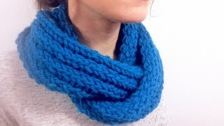 How to Loom Knit a Ribbed Infinity Scarf DIY Tutorial [upl. by Kevan]