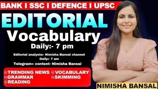 Editorial Analysis  16th October 2024  Vocab Grammar Reading Skimming  Nimisha Bansal ssc [upl. by Chantalle13]