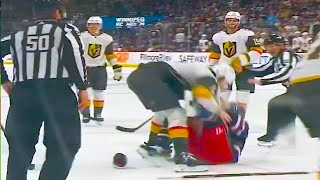 Nicholas Hague Mark Scheifele Fight FULL CLIP Golden Knights vs Jets  NHL Highlights [upl. by Nwadahs803]