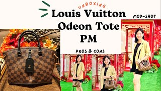 Louis Vuitton Odeon Tote PM UNBOXING REVIEW MODSHOT [upl. by Leisha307]