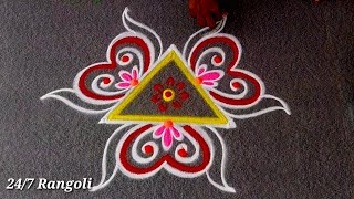 Freehand Rangoli Designs 🌺 247 Rangoli 🍀 Easy Colour Kolam 🍀 Geethala Muggulu 🍀 Diwali Rangoli 2024 [upl. by Etnuahs]