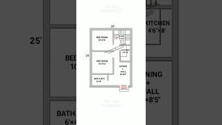 20×25 house plan  20×25 village plan  20×25 2bhk plan shortvideo houseplan smallhouse ytshorts [upl. by Penman]