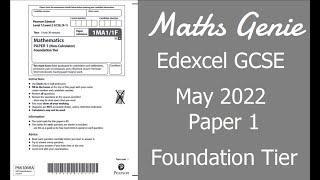 Edexcel GCSE Maths May June 2022 1F Exam Paper Walkthrough [upl. by Adorl]