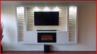 Como Hacer un Mueble Flotante para TV en Gypsum Board con 3D Wall Panel y Fire Place [upl. by Nnayllehs]