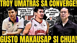 TROY ROSARIO NAG BACK OUT SA OFFER NG CONVERGE PLANO PUMIRMA SA SMC TEAM SA BEER OH SA GIN pba [upl. by Rumery]