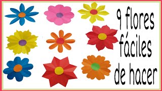 como hacer flores de papel fácilesflores bonitas9 easy paper flowerspretty flower ideas [upl. by Iverson]