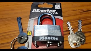 Video 25  Newbie vs Warded Master Lock 500D by stacking warded key picks to trip both springs [upl. by Nurse956]