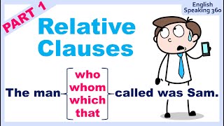 RELATIVE CLAUSES with Who  Whom  Which  That PART 1 Easy Grammar Explanation of relative clauses [upl. by Yerxa529]