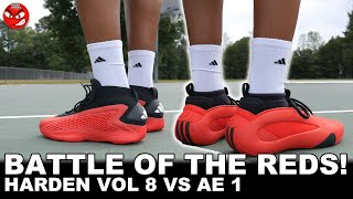 ADIDAS HARDEN VOL 8 LUXURY RED VS AE 1 RUBY RED  BATTLE OF THE REDS [upl. by Yelnek]