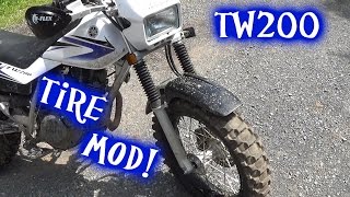 Yamaha TW200 front tire upgrade [upl. by Carlotta2]