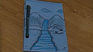 Karakalem manzara çizimibasitPencil landscape drawingsimpleرسم المناظر الطبيعية بالقلم الرصاص🏞️🥰 [upl. by Anirahs]