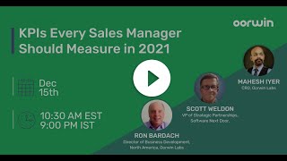 Top KPIs Every Sales Manager Must Measure in 2021 Benefits of CRM  Oorwin Webinars  Oorwin [upl. by Story]