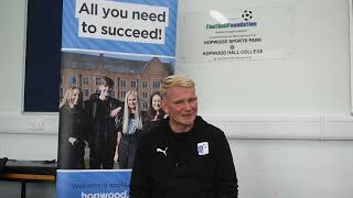 Hopwood Hall alumnus and Barrow AFC Manager Pete Wild returns to the college [upl. by Ainesej]