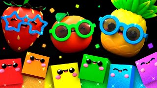 Baby Fruit Dancing with SQUARES 🟥🟧🟨🟩🟦 Sensory Video [upl. by Ariamo]