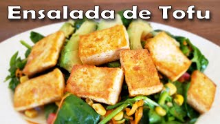 Receta de Como Hacer una Ensalada de Tofu Salteado  Ensalada Vegana con Tofu y Vinagreta Casera [upl. by Gypsy322]